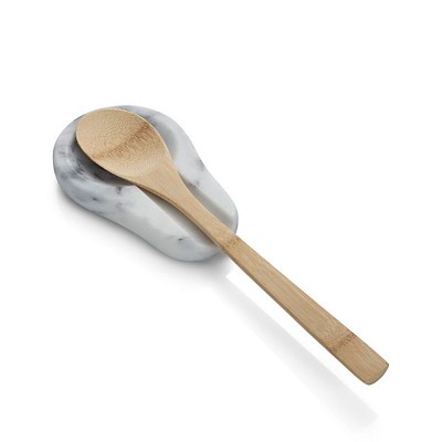 Natural Marble Spoon Heat Insulation Pad Rice Soup Spoon Heat Insulation Seat Wooden Spoon Seat Holder Household For Kitchen