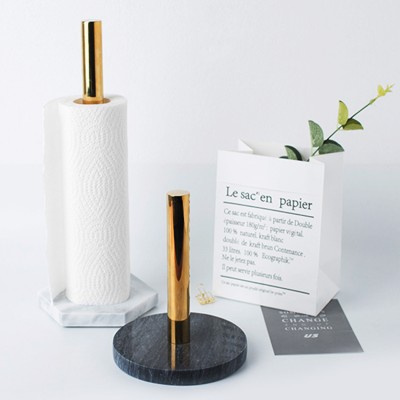 Eco-friendly Elegant Black Freestanding Toilet Paper Holder Marble Base Paper Towel Holder