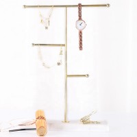 Earrings Holder T-Bar Necklace Hanging Jewelry Organizer Stand Display with marble base