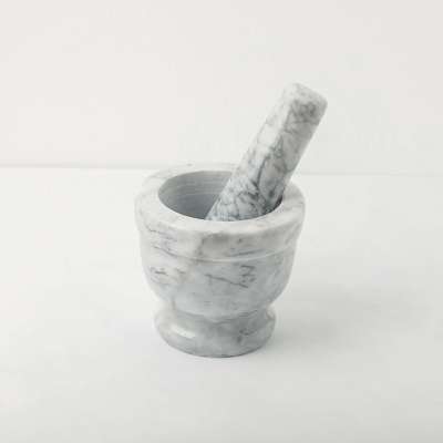 Custom White Marble Garlic Press Tool Natural Stone Marble Mortar and Pestle Kitchen Accessories