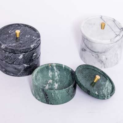 Factory Direct Wholesale Double Round Black Custom Marble Jewelry Gift Box with Cover for Storage