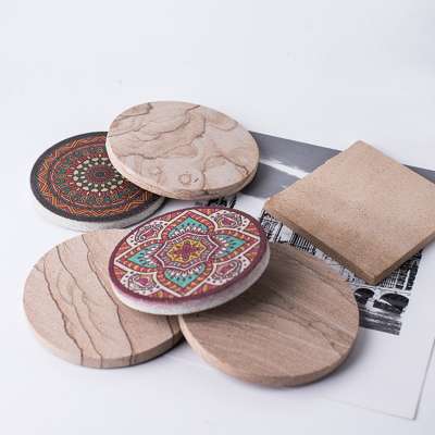 Promotional High Quality Natural Sandstone Sublimation Coasters