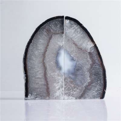 Clear Agate Bookend Desk Organizer Desktop Book Holder Stationery Office Accessories