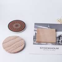 4pcs Set Natural Absorbent Custom Sandstone Coasters