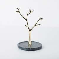 Best Quality Low Price Oem Marble Trays Metal Jewelry Display Tree Stand with Marble Base