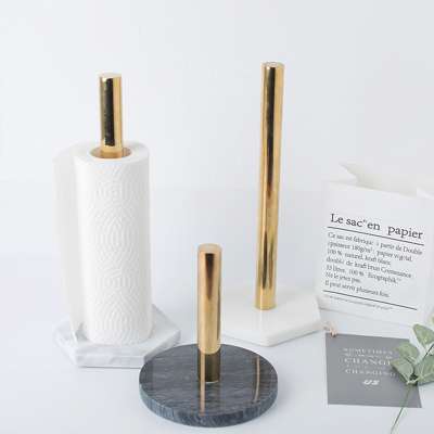 Wholesale Custom Dining Room Kitchen Table Standing Toilet Paper Towel Roll Holder Marble Tissue Towel Holder